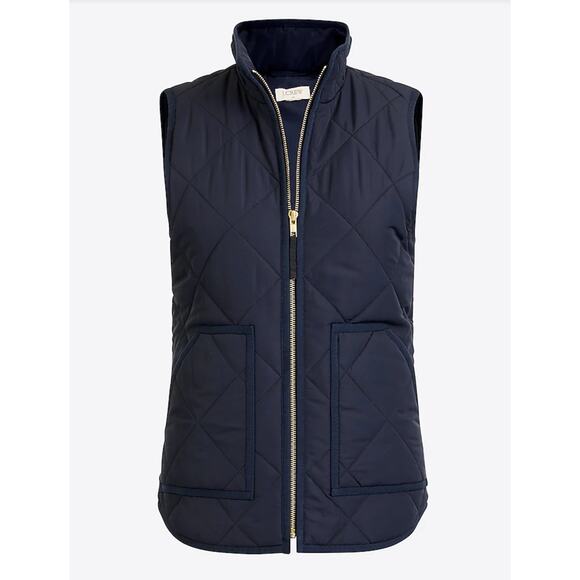 J. Crew Quilted Puffer Vest in Navy Blue Sz XS Preppy Fall Fashion Pockets - Picture 1 of 10